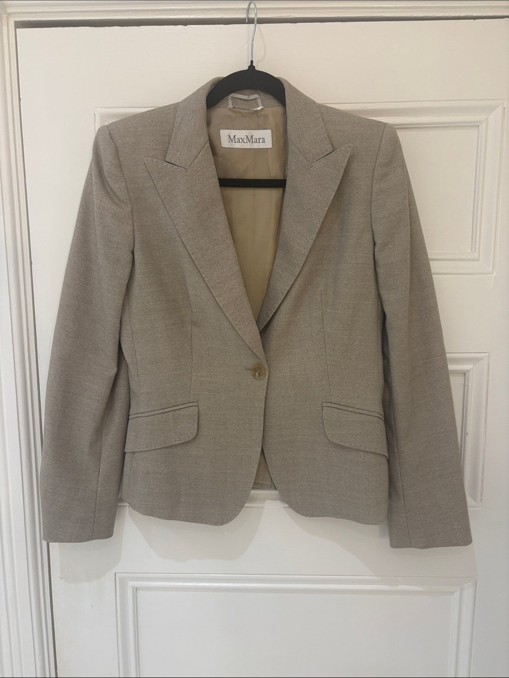 MaxMara Taupe Tailored Single-Button Blazer